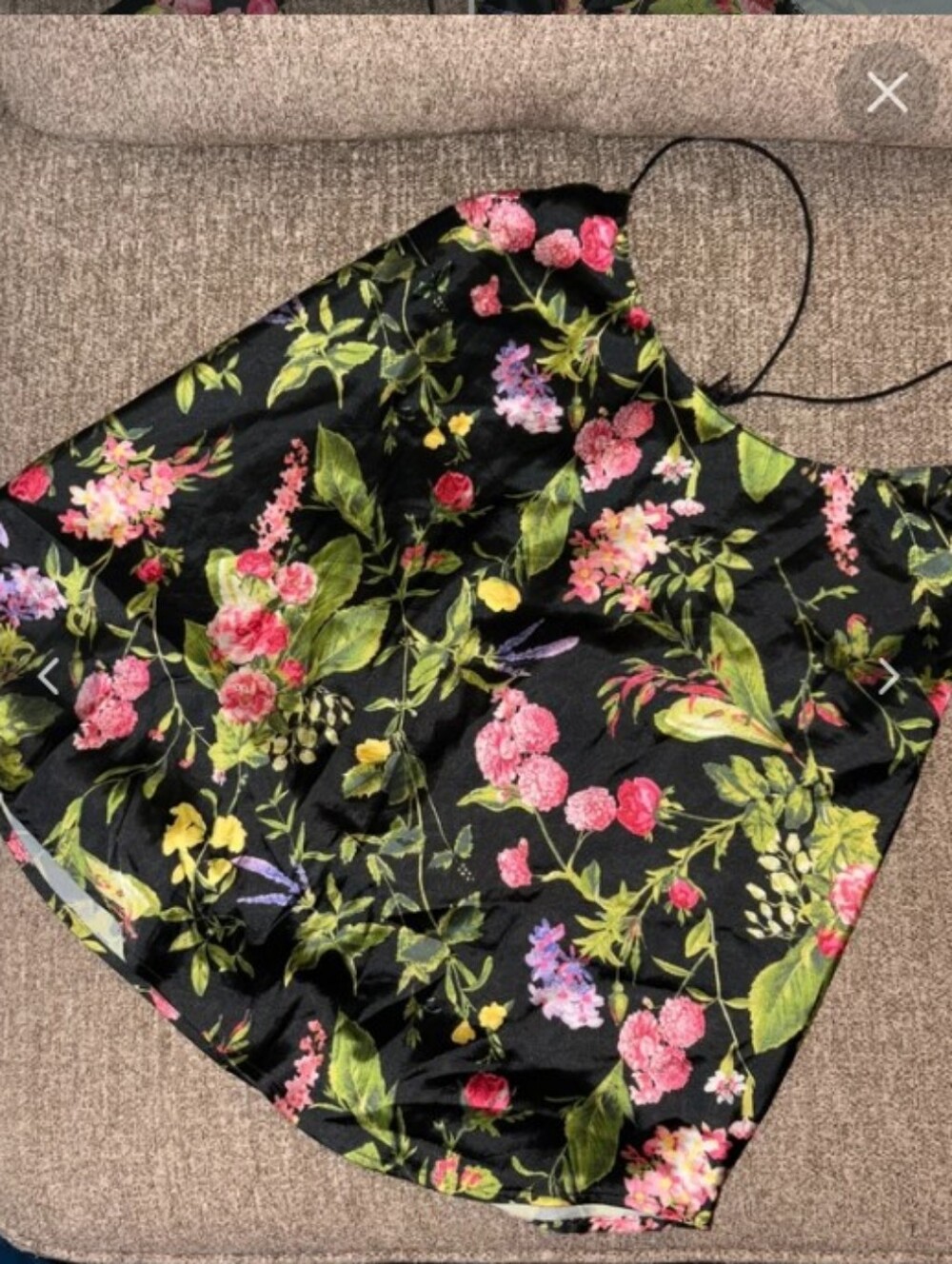 Victoria's Secret Sz Med Black Floral Satin Sleep Top/Cami/Tank
